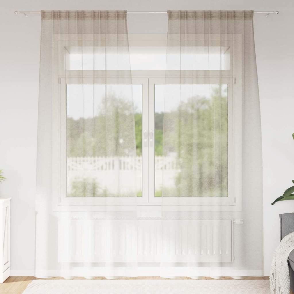 Voile Kardin 2 tk Liivakarva 245 x 140 cm Polüester