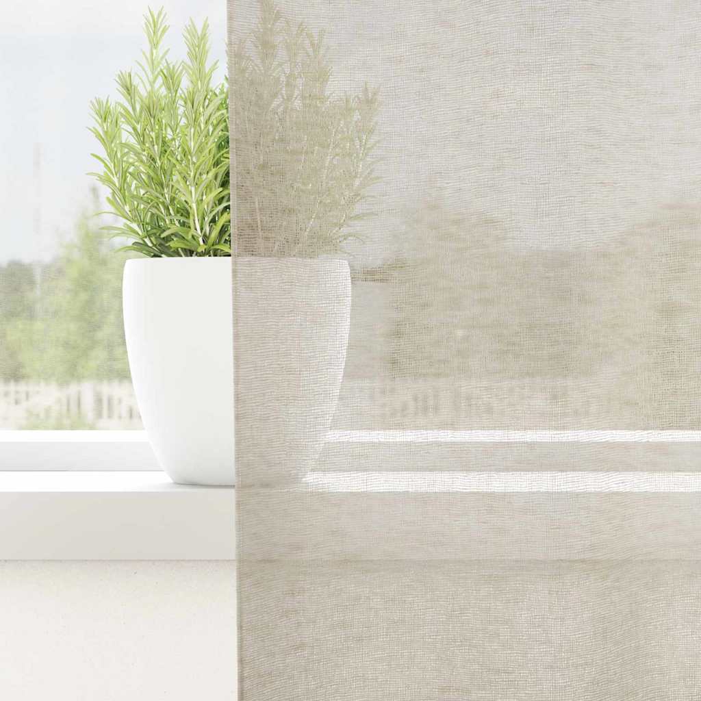 Voile Kardin 2 tk Liivakarva 245 x 140 cm Polüester