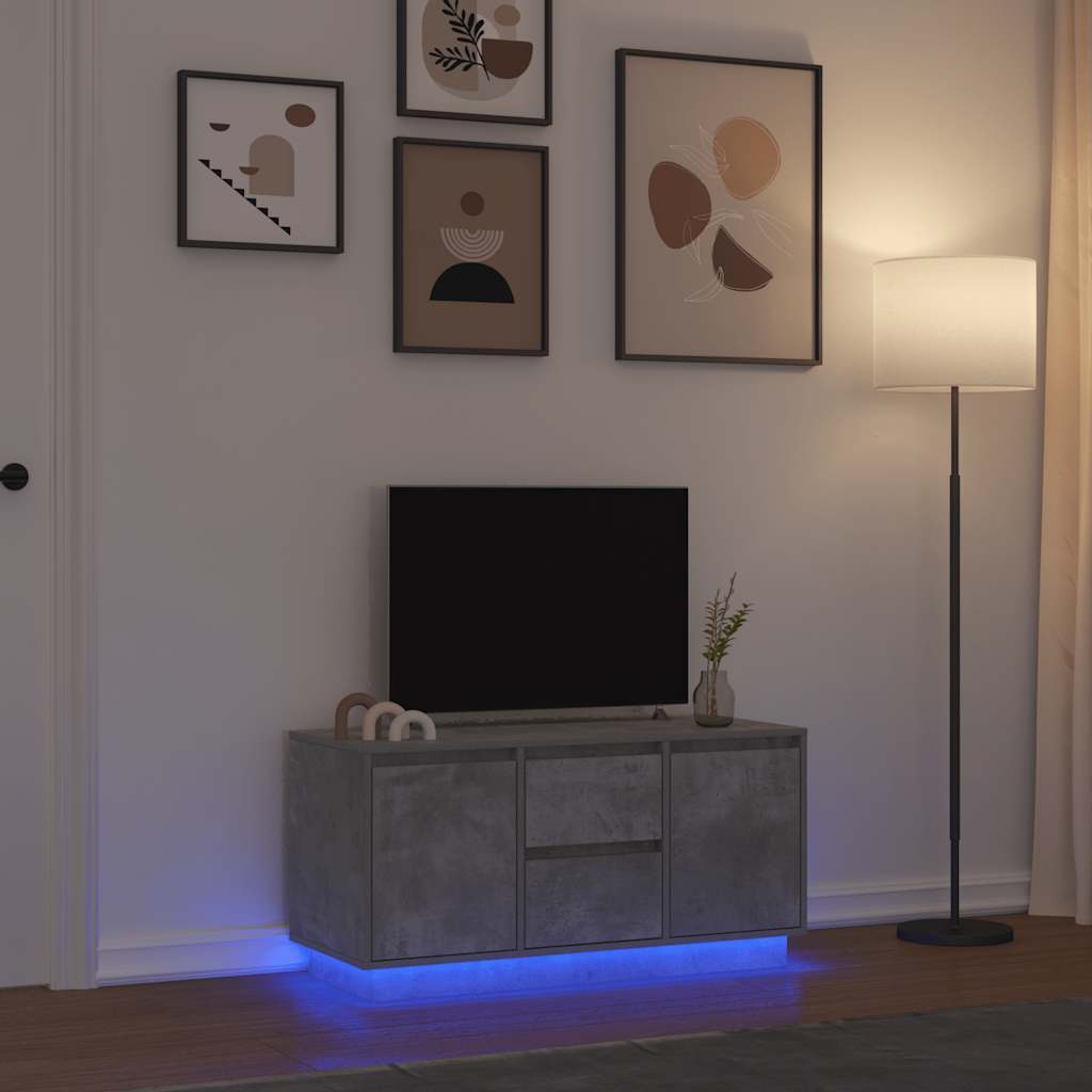 LED-tuledega telerikapp, betoonhall, 100x41x50 cm