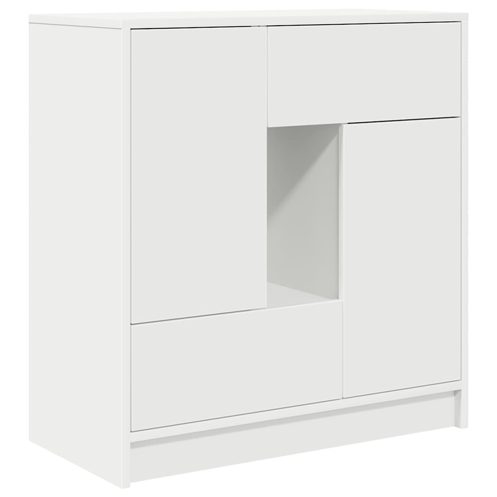 Puhvetkapp sahtlitega ja ustega, valge, 70,5x34x74,5 cm