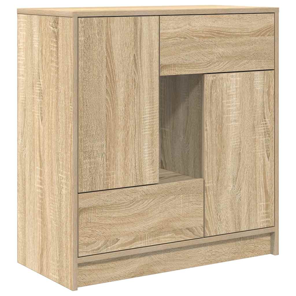 Puhvetkapp sahtlitega ja ustega, sonoma tamm, 70,5x34x74,5 cm