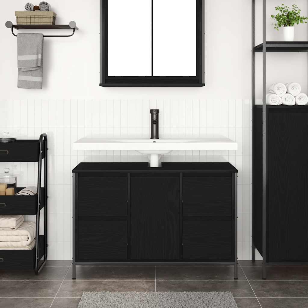 Valamukapp sahtlitega must tamm 90x34,5x60 cm