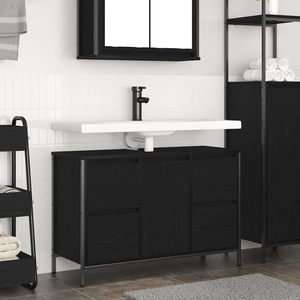 Valamukapp sahtlitega must tamm 90x34,5x60 cm