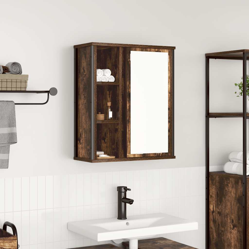 Vannitoa seinakapp peegliga suitsutamm 50x21x60 cm