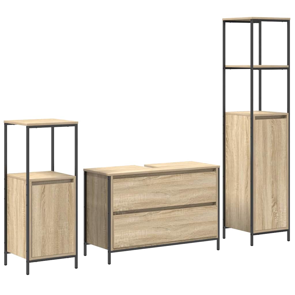 Vannitoa mööbleset 3 tk Sonoma tamm 90 x 34,5 x 60 cm Tehispuit