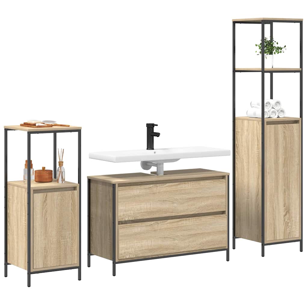 Vannitoa mööbleset 3 tk Sonoma tamm 90 x 34,5 x 60 cm Tehispuit