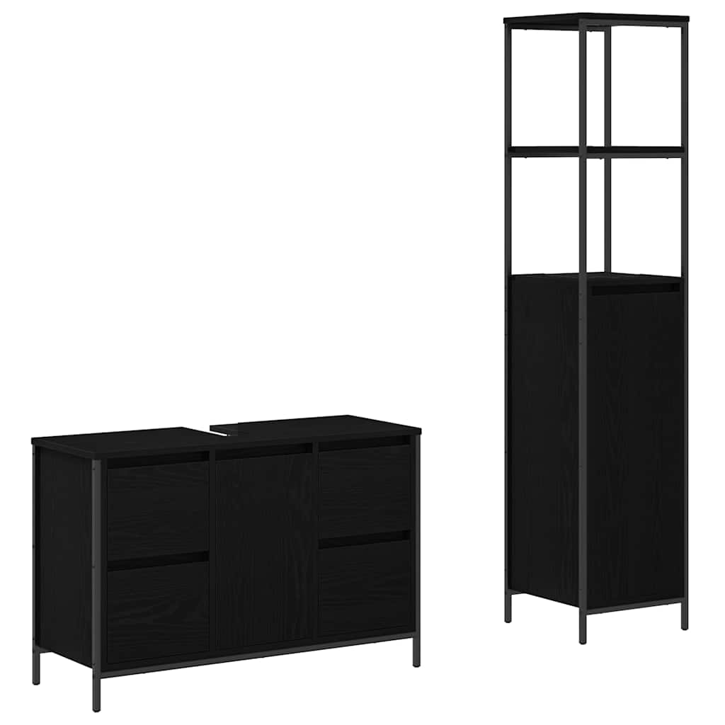 Vannitoa mööbleset 2 tk Must tamm 36 x 35 x 165 cm Tehispuit