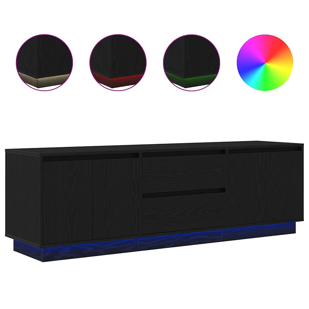 LED-tuledega telerikapp, must tamm, 160,5x41x50 cm