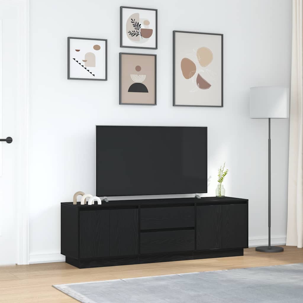 LED-tuledega telerikapp, must tamm, 160,5x41x50 cm