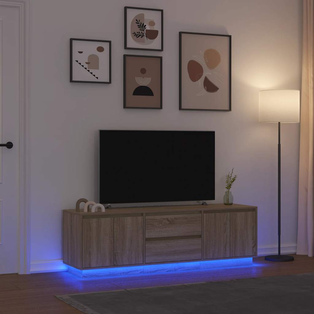 LED-tuledega telerikapp, Sonoma tamm, 160,5x41x50 cm