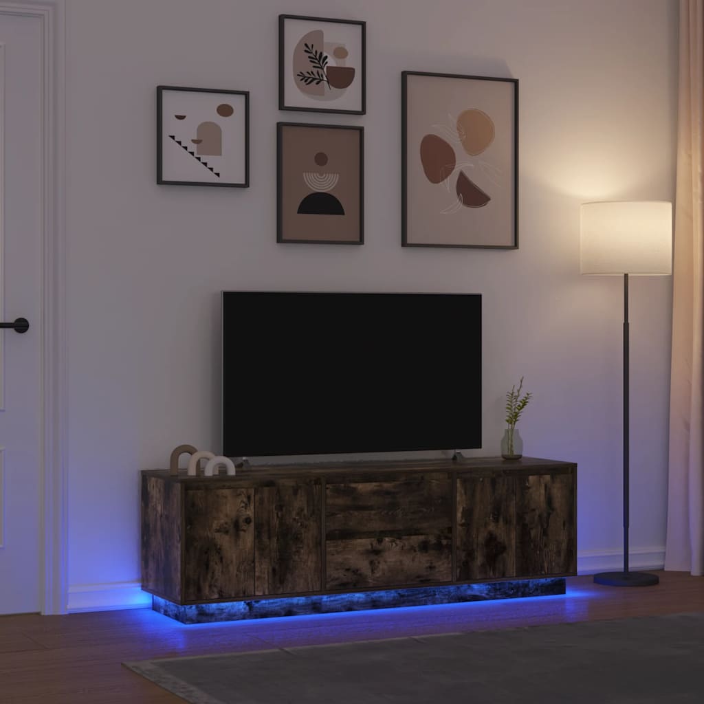 LED-tuledega telerikapp, suitsutatud tamm, 160,5x41x50 cm