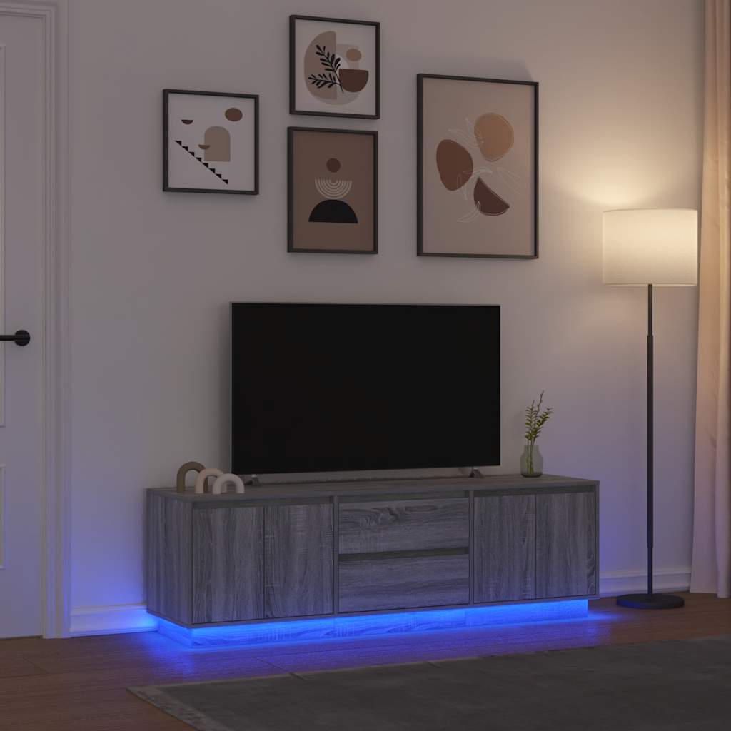 LED-tuledega telerikapp, hall Sonoma tamm, 160,5x41x50 cm