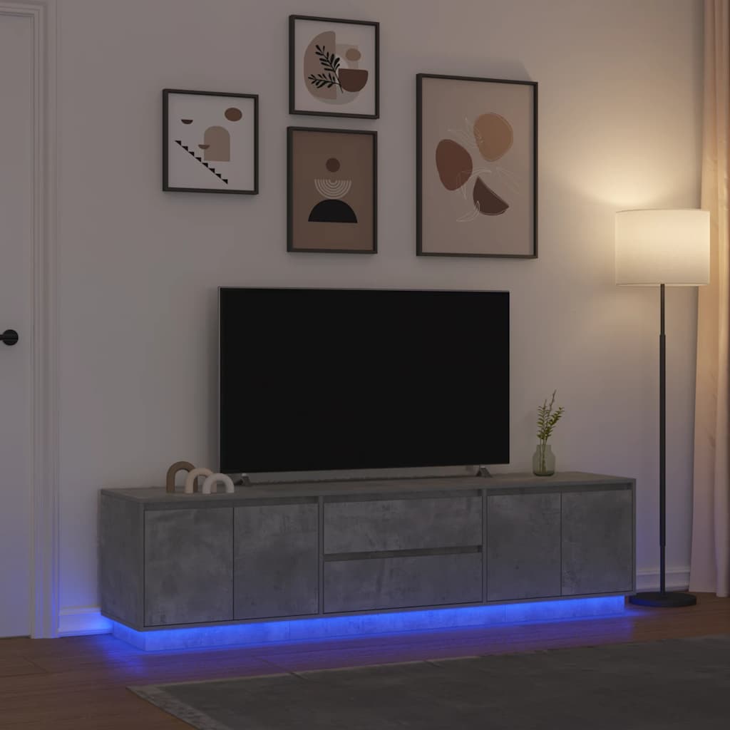 LED-tuledega telerikapp, betoonhall, 193,5x41x50 cm