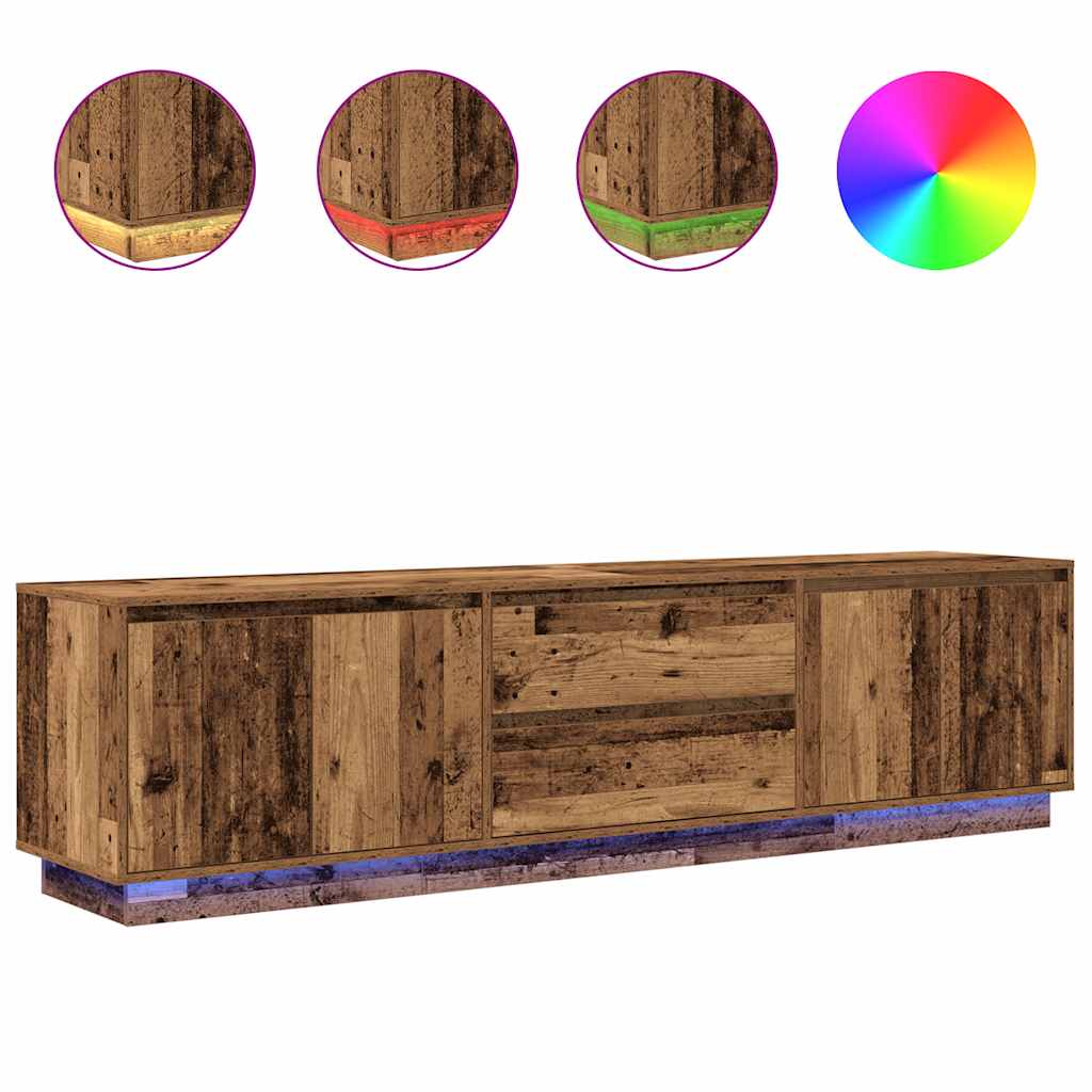 LED-valgustitega telerikapp, vana puit 193,5x41x50 cm