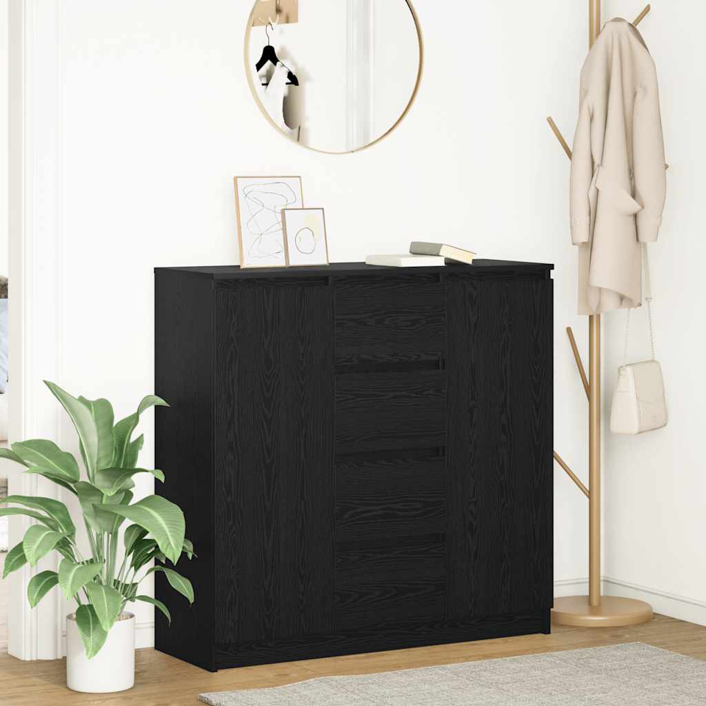 Puhvetkapp sahtlitega, must tamm, 100,5x35x98,5 cm, tehispuit
