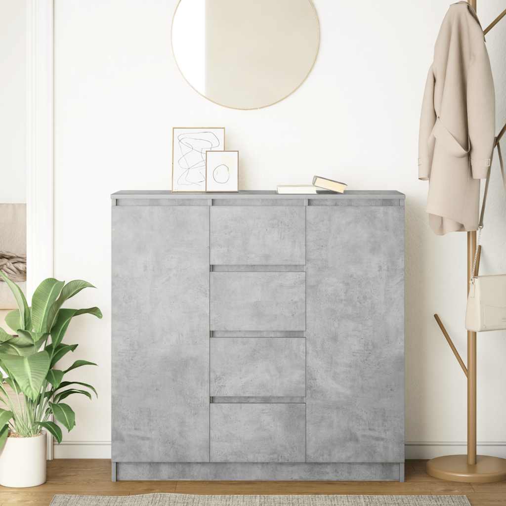 Puhvetkapp sahtlitega, betoonhall, 100,5x35x98,5 cm, tehispuit
