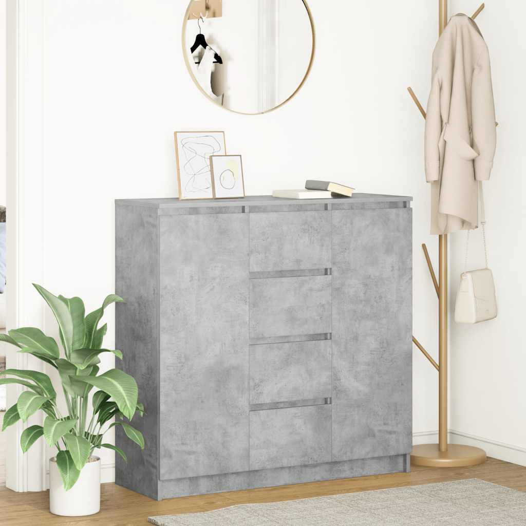 Puhvetkapp sahtlitega, betoonhall, 100,5x35x98,5 cm, tehispuit