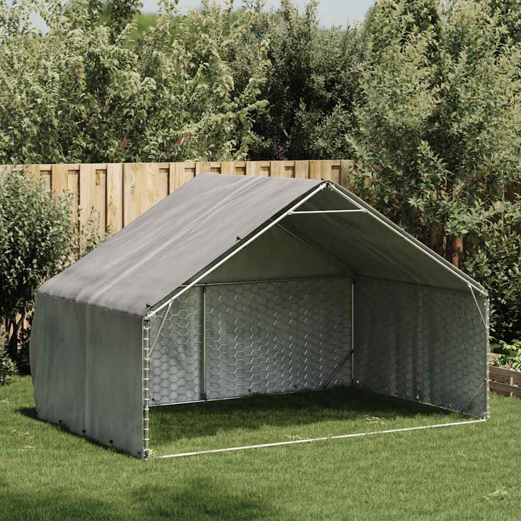 Õue koerakuut katusega 3 x 2 x 1,9 m, tsingitud terasest