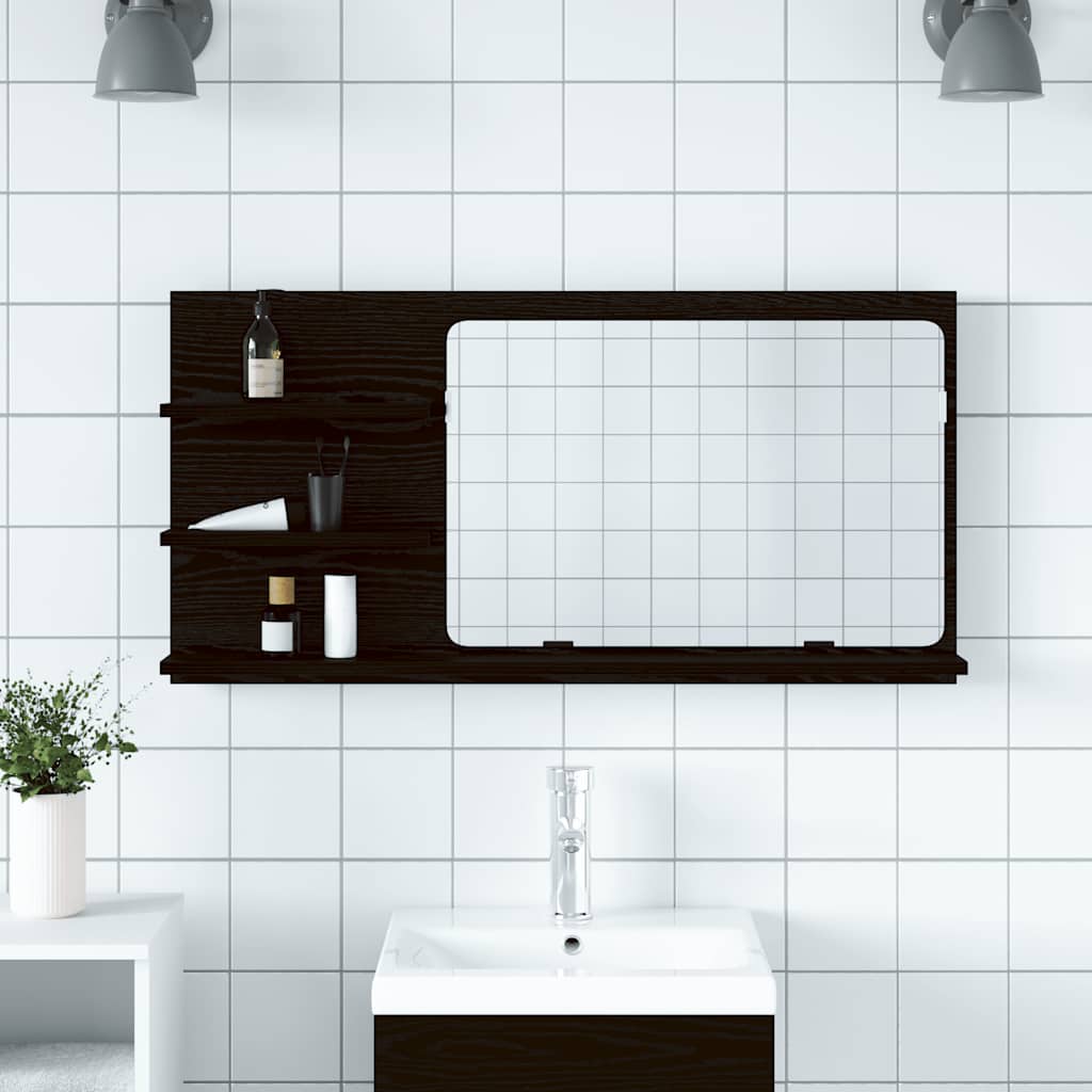 Vannitoa peegelkapp, must tamm, 90 x 11 x 45 cm, töödeldud puit