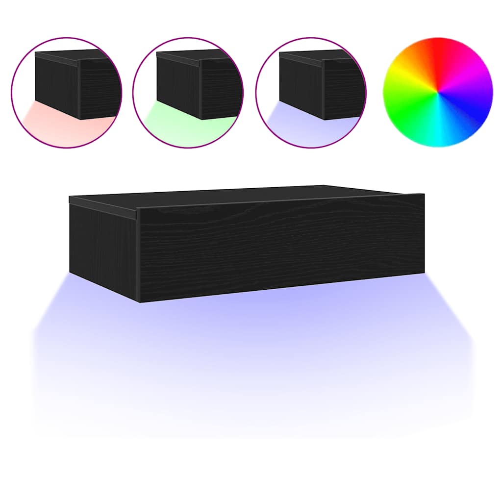 LED-tuledega telerikapp, must tamm, 60 x 35 x 15,5 cm