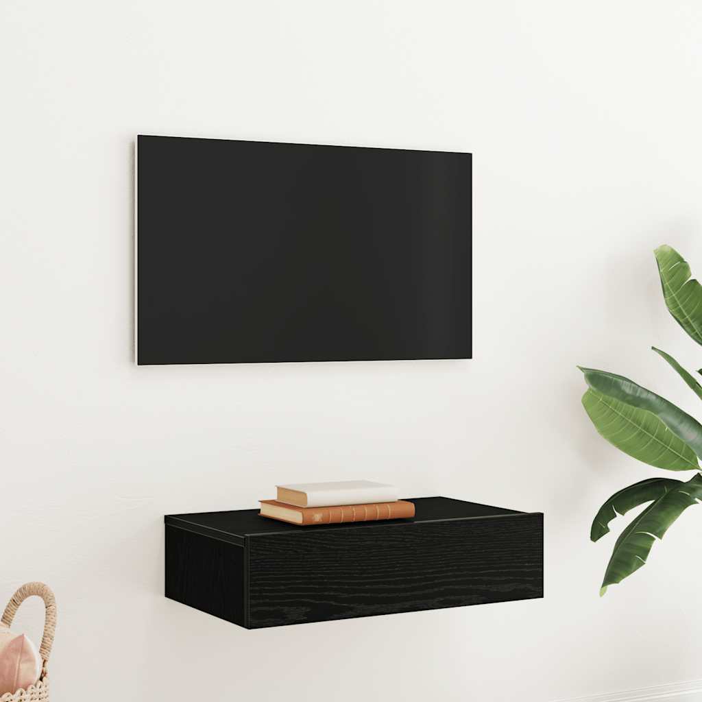 LED-tuledega telerikapp, must tamm, 60 x 35 x 15,5 cm
