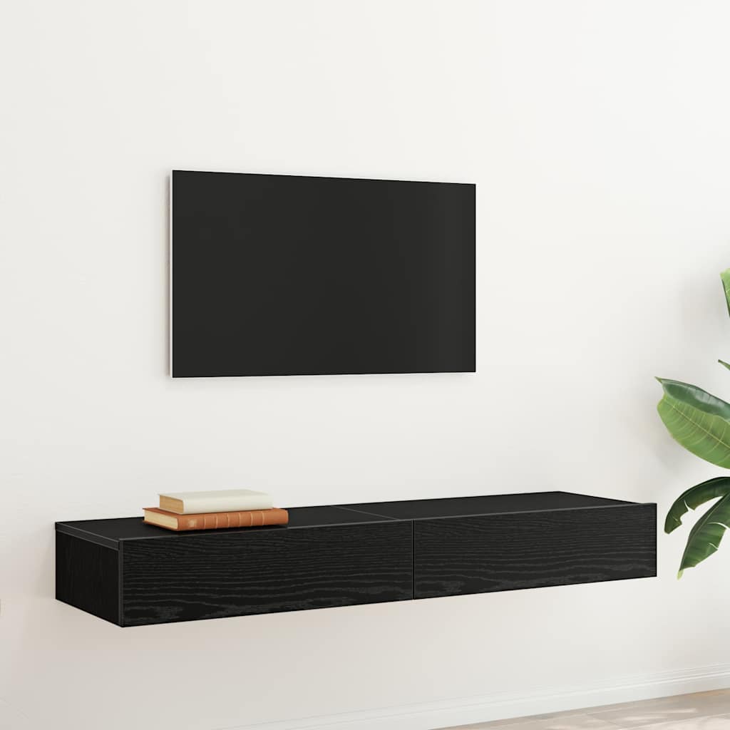 LED-tuledega telekakapid 2 tk, must tamm, 60 x 35 x 15,5 cm