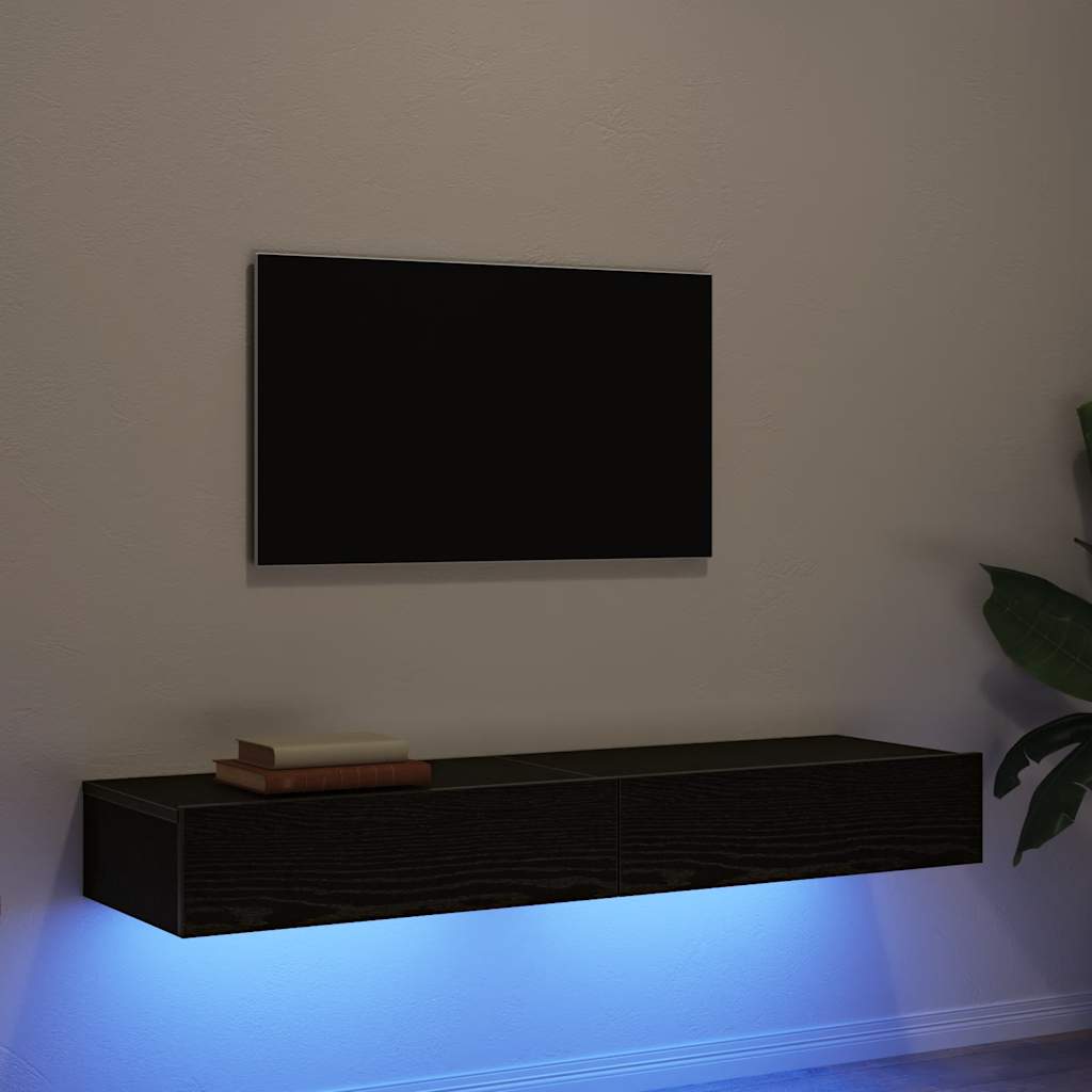 LED-tuledega telekakapid 2 tk, must tamm, 60 x 35 x 15,5 cm