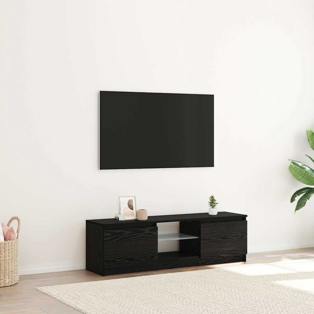 LED-tuledega telerikapp, must tamm, 120 x 30 x 36 cm, töödeldud puit