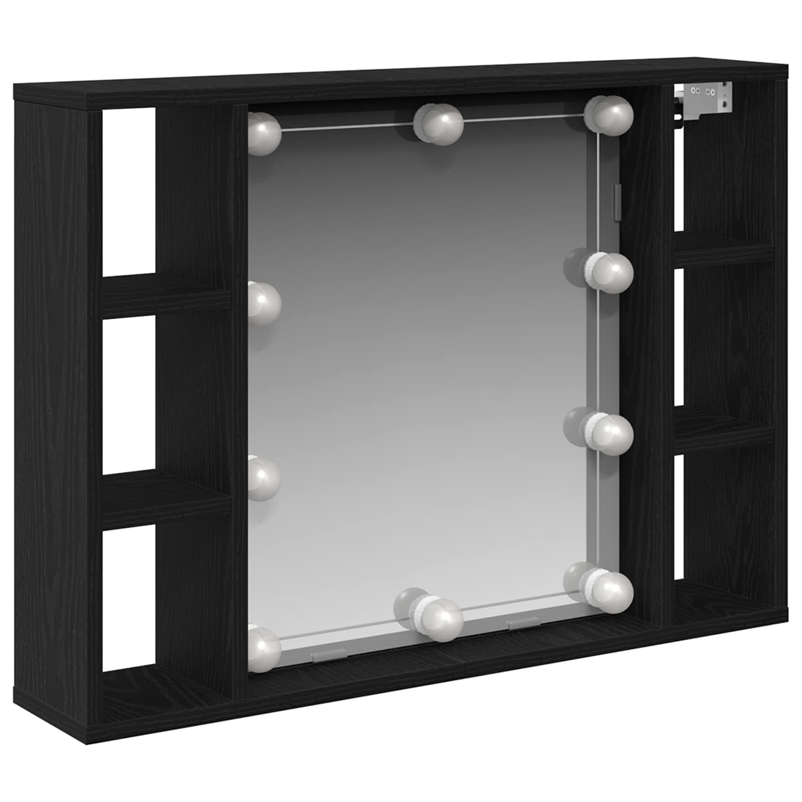 Peeglikapp peeglituledega Must tamm 76 x 15 x 55 cm Tehispuit