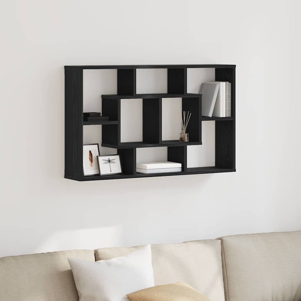 Seinariiul riiuliga Must tamm 85 x 16 x 52,5 cm Tehispuit