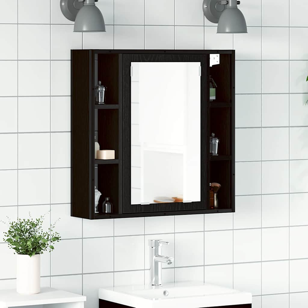 Vannitoa peegelkapp, must tamm, 60 x 16 x 60 cm, töödeldud puit