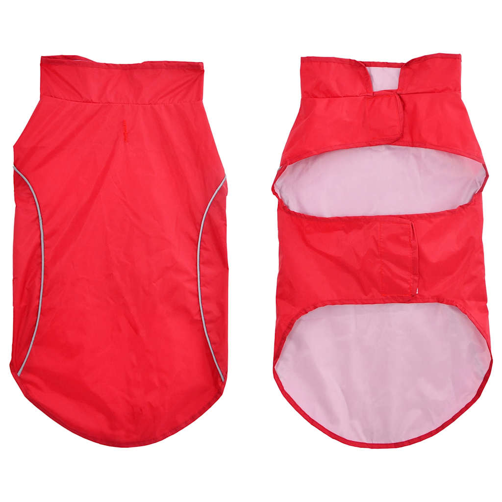Koera vihmakeep helkurribadega, polüester, punane, 2XL