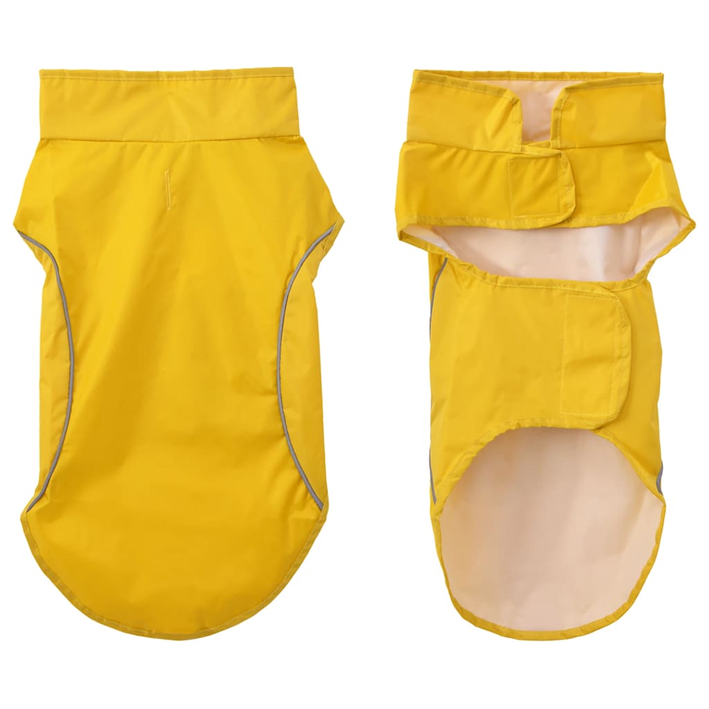 Koera vihmakeep helkurribadega, polüester, kollane, XS