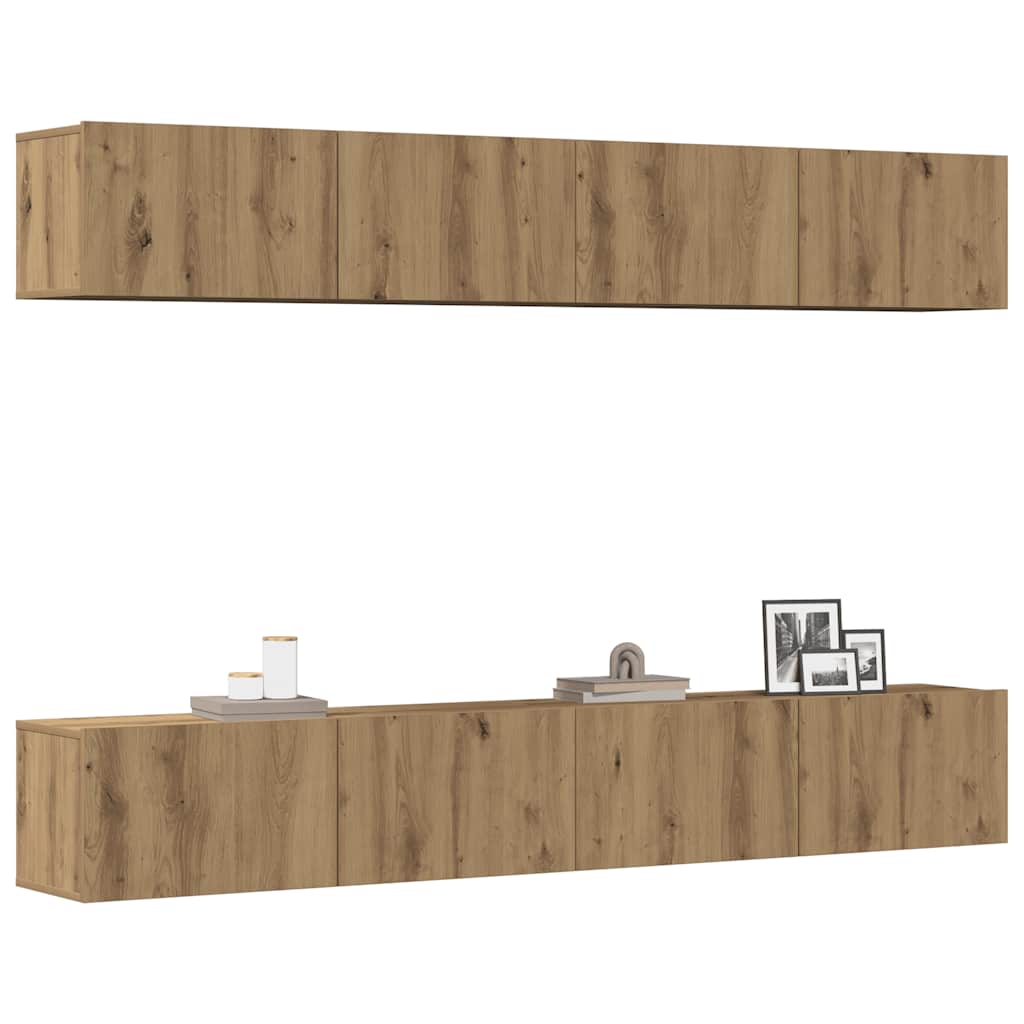 4-osaline seinale kinnitatav telekakappide komplekt, tamm, 100 x 30 x 30 cm