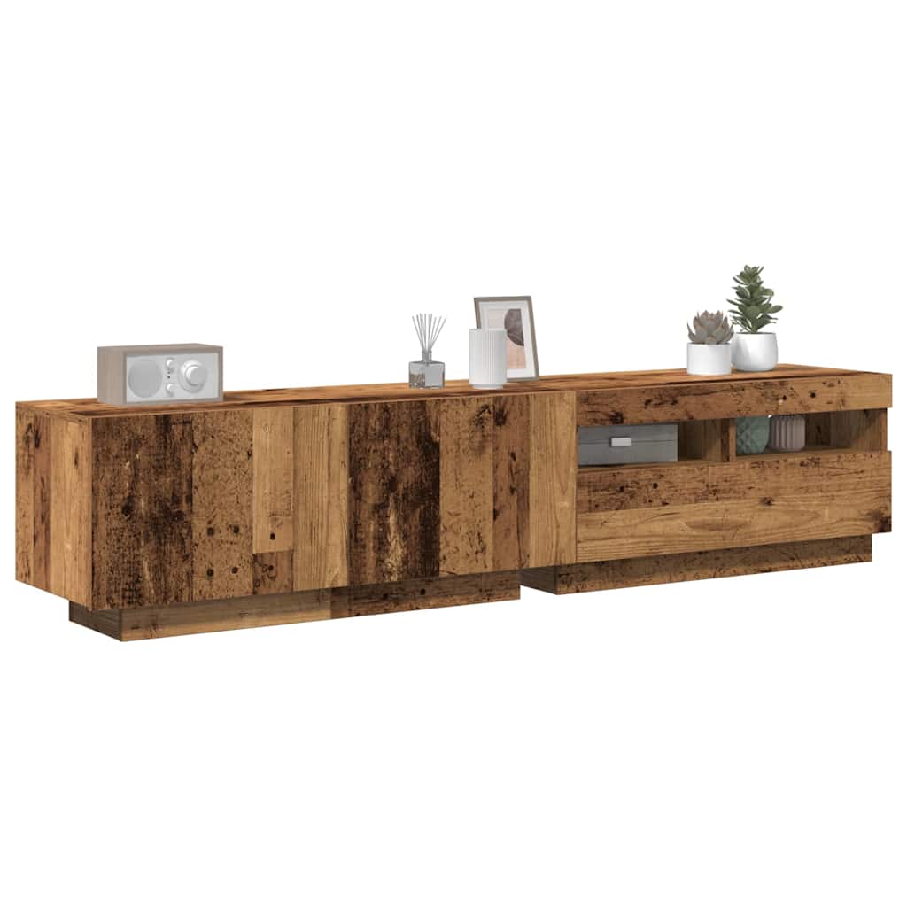 LED-valgustitega telerikapp Vana puit 180x35x40 cm insenerpuit