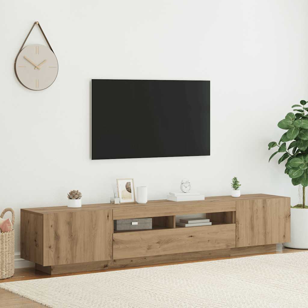 LED-valgustitega telerikapp Artisan tamm 200x35x40 cm