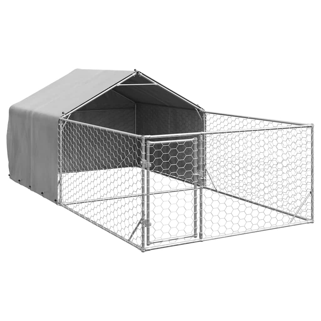 Outdoor Dog Kennel Run 5x2x1,5 m tsingitud terasega