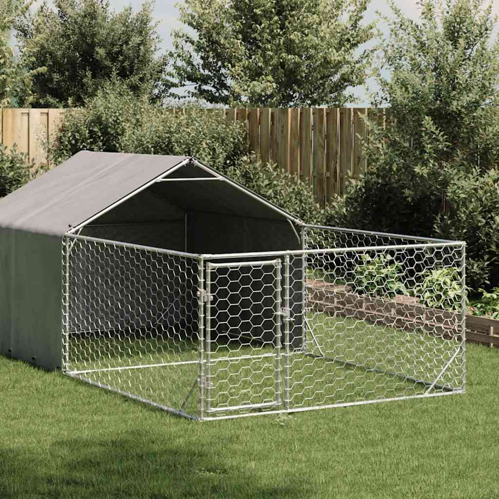 Outdoor Dog Kennel Run 5x2x1,5 m tsingitud terasega