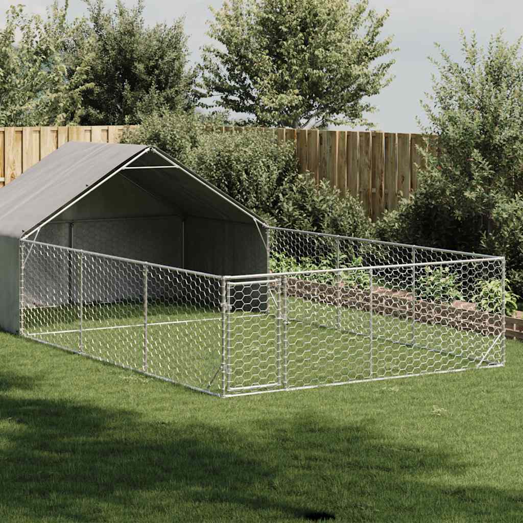 Outdoor Dog Kennel Run 7x3x1,9 m tsingitud terasega