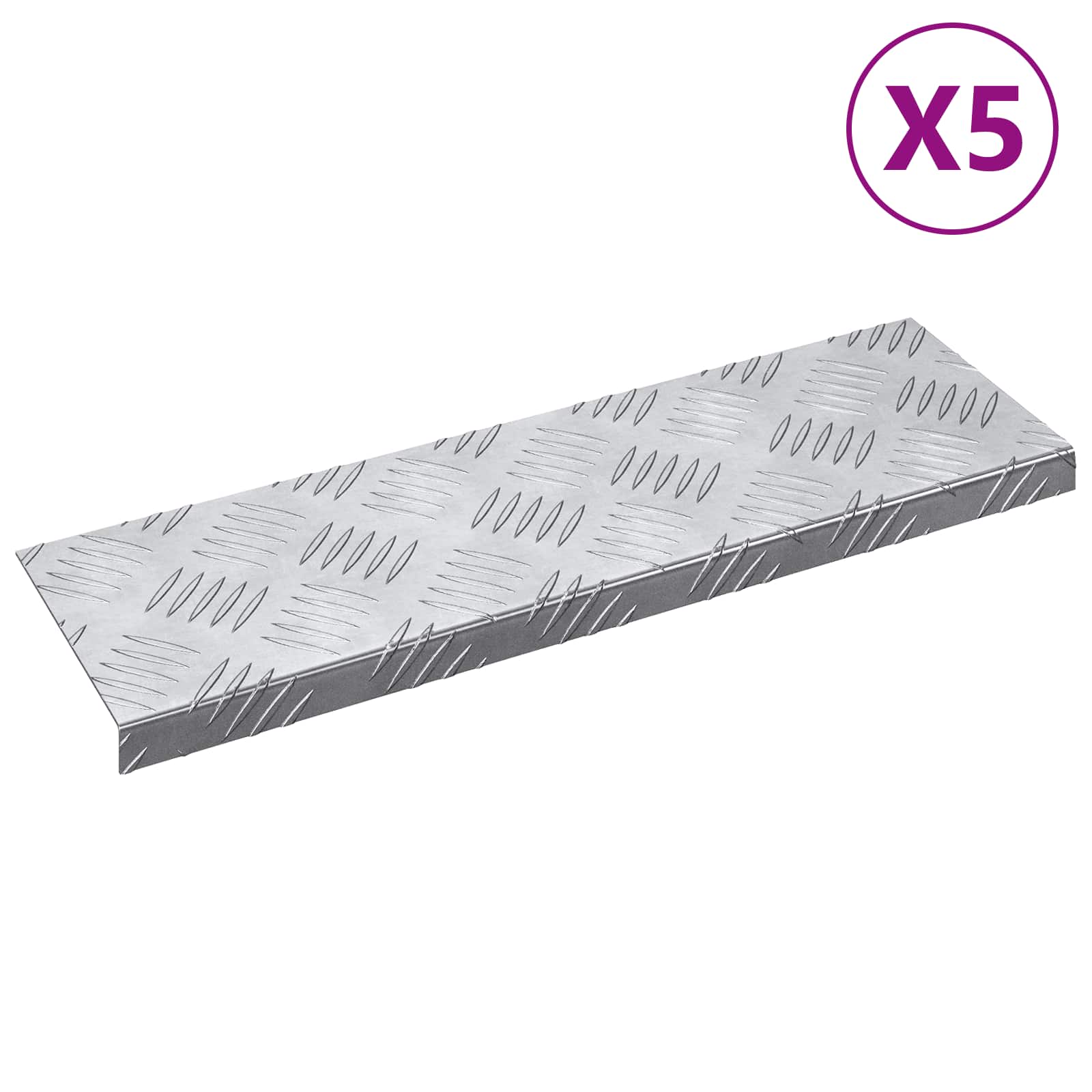 Astme katte 5 tk 60 x 18 x 2,5 cm Hõbedane Alumiinium Ristkülik