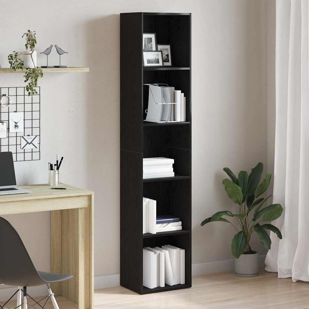 Raamatukapp, must tamm, 40 x 30 x 189 cm, töödeldud puit