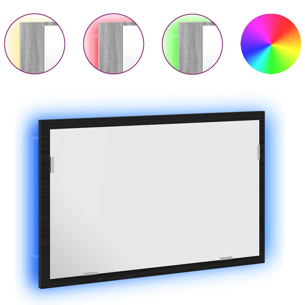 Vannitoapeegel LED-tuledega, must tamm, 60 x 8,5 x 37 cm