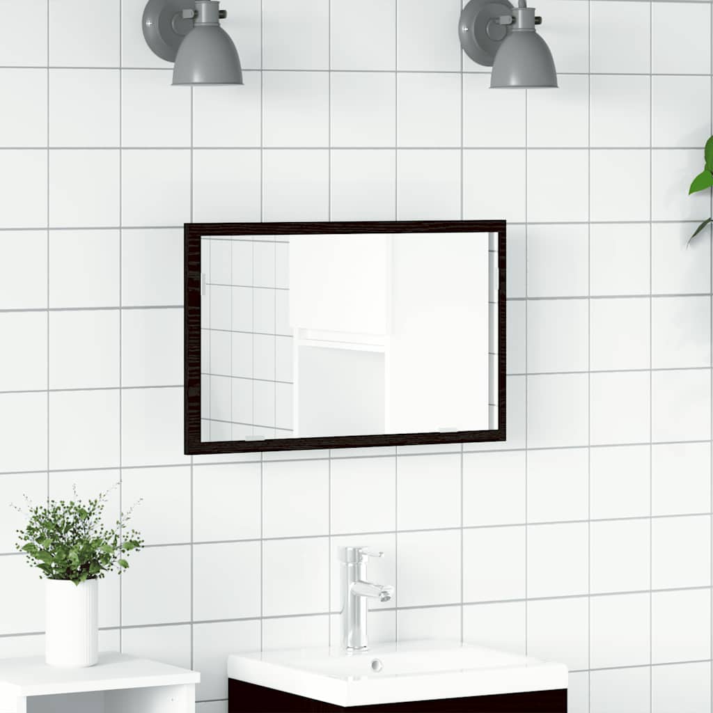 Vannitoapeegel LED-tuledega, must tamm, 60 x 8,5 x 37 cm