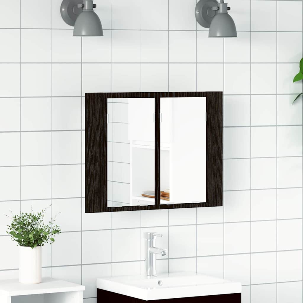 Vannitoa peeglikapp Must tamm 60 x 12 x 45 cm Tehispuit
