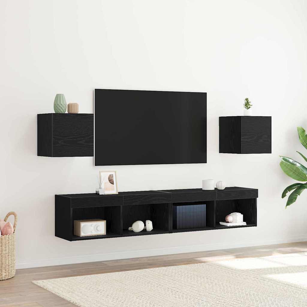 Seinale kinnitatav TV kapp 2 tk Must tamm Tehispuit