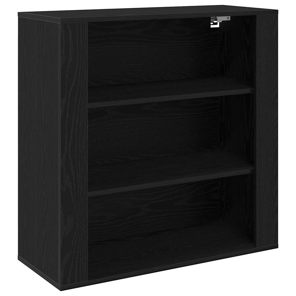 Seinekapp riiuliga Must tamm 80 x 33 x 80 cm Tehispuit