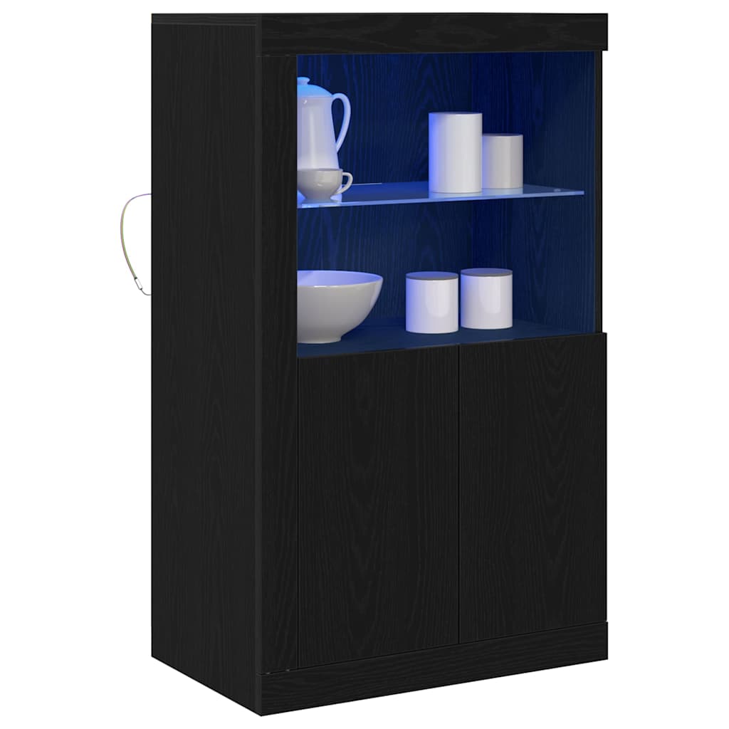 LED Kummuti 60,5 x 37 x 100 cm Tehispuit Must tamm