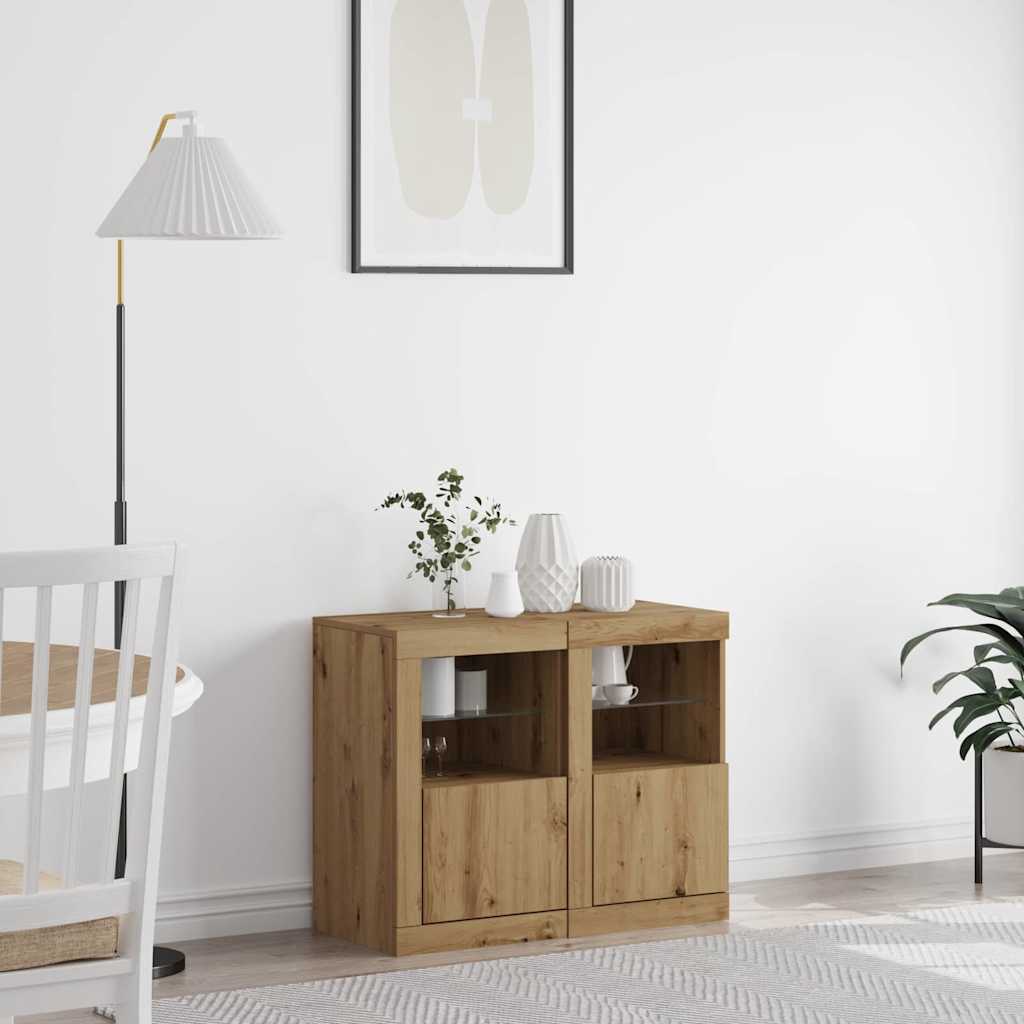 LED Kummuti 2 tk 41 x 37 x 67 cm Tehispuit Käsitööpuu