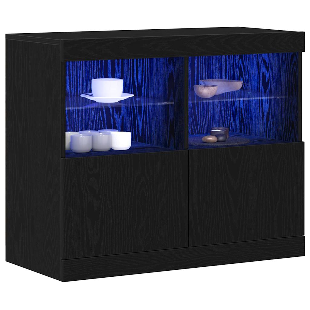 LED Kummuti Must 81 x 37 x 66,5 cm Tehispuit