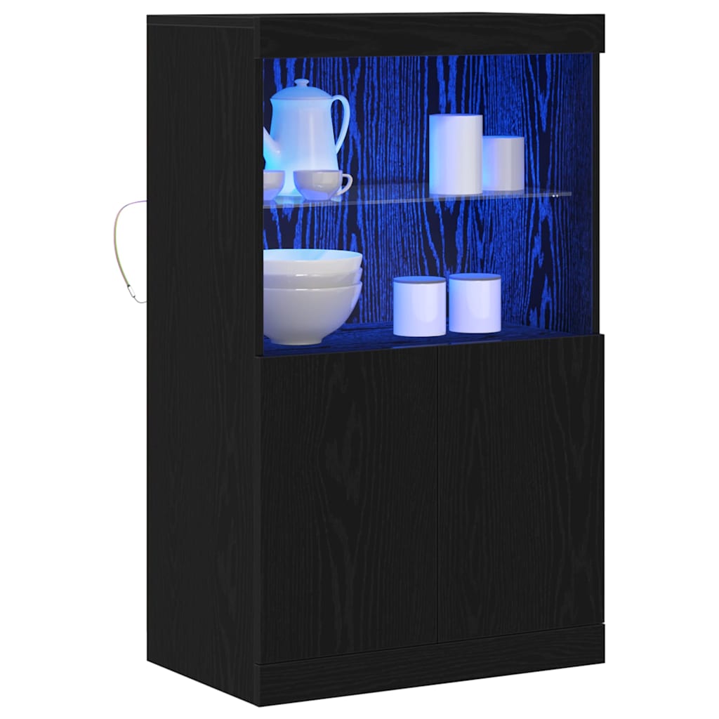 LED Kummuti Must 60 x 37 x 100 cm Tehispuit